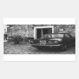 Vintages FIAT-Fahrzeug in Italien in monochromen F Rechteckiger Aufkleber