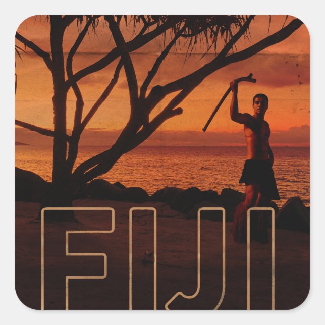 Vintages Fidschi Quadratischer Aufkleber (Vorderseite)