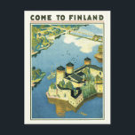 Vintages Finnland Postkarte<br><div class="desc">Wenn Sie gerne Vintage-Reiseplakate haben,  dann genießen Sie diese Vintage finnische Postkarte mit einer Illustration Väinö Blomstedt - Olavinlinna Poster.</div>