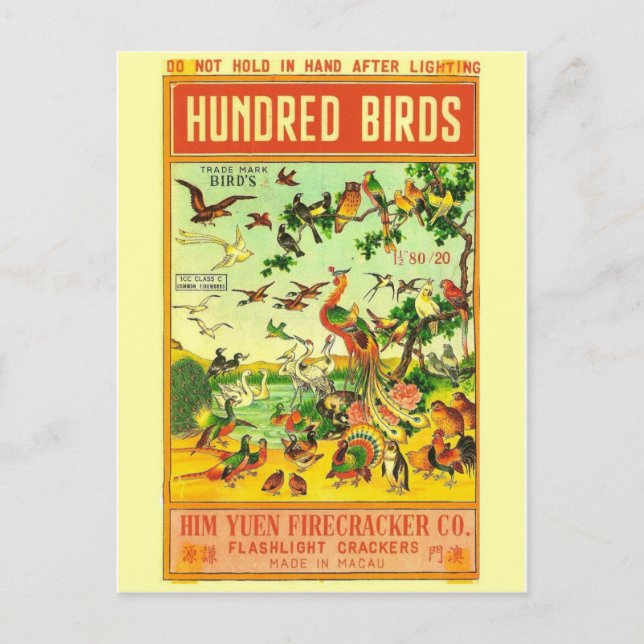 Vintages Firecracker-Paket Postkarte (Vorderseite)