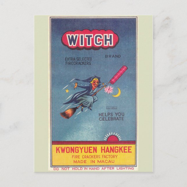 Vintages Firecracker-Paket Postkarte (Vorderseite)