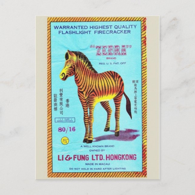 Vintages Firecracker-Paket Postkarte (Vorderseite)