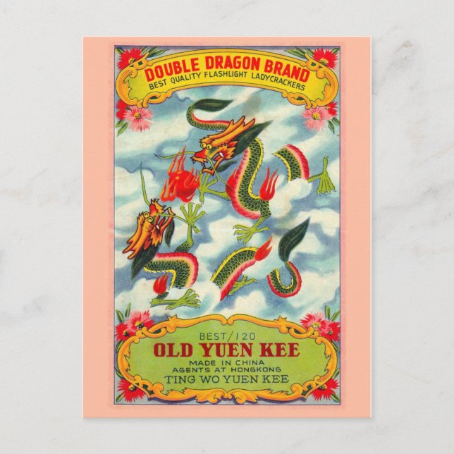 Vintages Firecracker-Paket Postkarte (Vorderseite)