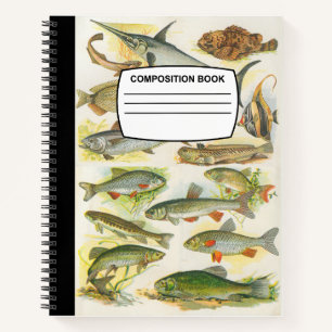 Vintages Fisch-KompositionsNotebook Notizbuch