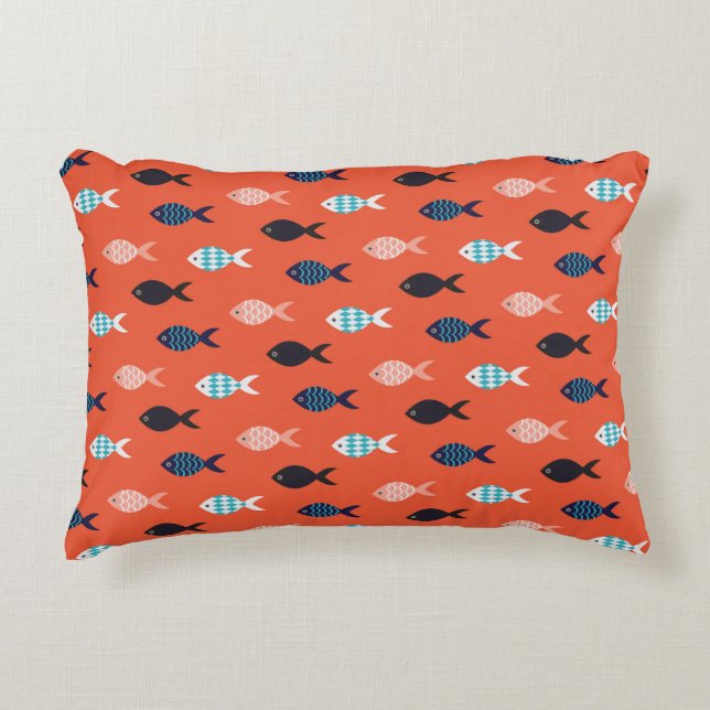 Vintages Fischmuster Fischmuschel Dekokissen (Vorderseite)