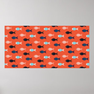 Vintages Fischmuster Fischmuschel Poster