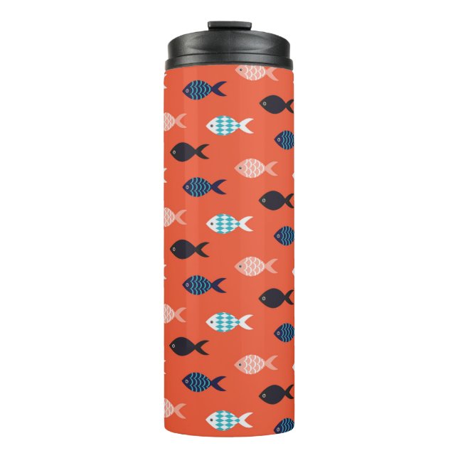 Vintages Fischmuster Fischmuschel Thermosbecher (Vorderseite)