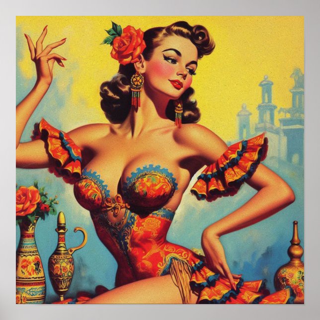 Vintages Flamenco-Button Poster (Vorne)