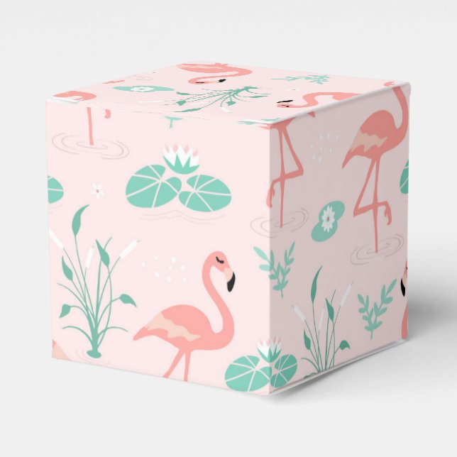Vintages Flamingo und Water Lily Pattern Geschenkschachtel (Vorderseite)