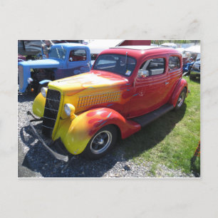 Vintages Flammenfahrzeug Postkarte