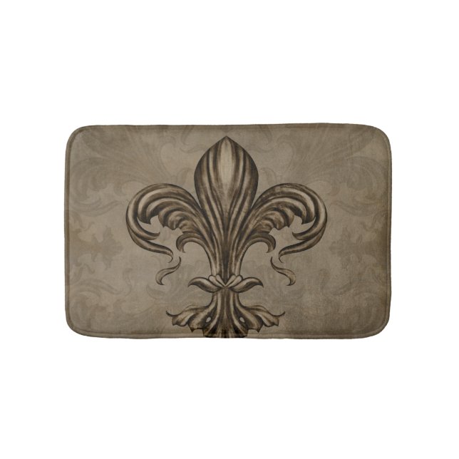 Vintages Fleur-de-lis Sepia Badematte (Vorderseite)
