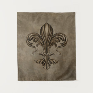 Vintages Fleur-de-lis Sepia Wandteppich