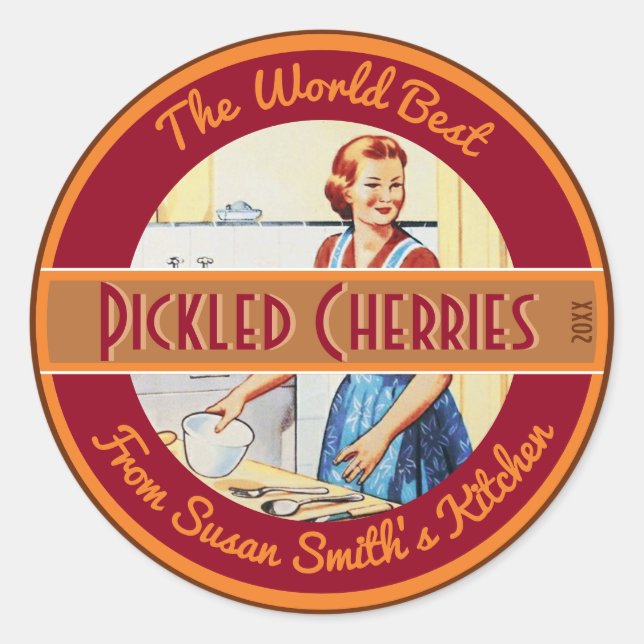 Vintages, flexibles, hausgemachtes Lebensmitteleti Runder Aufkleber (Vorderseite)