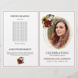 Vintages Flora-Bestattungsprogramm für Herbst Flyer