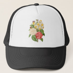 Vintages Floral Camelia Daffodil Blume von Redoute Truckerkappe