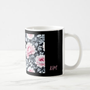 Vintages Floral in Schwarz und Rosa Kaffeetasse