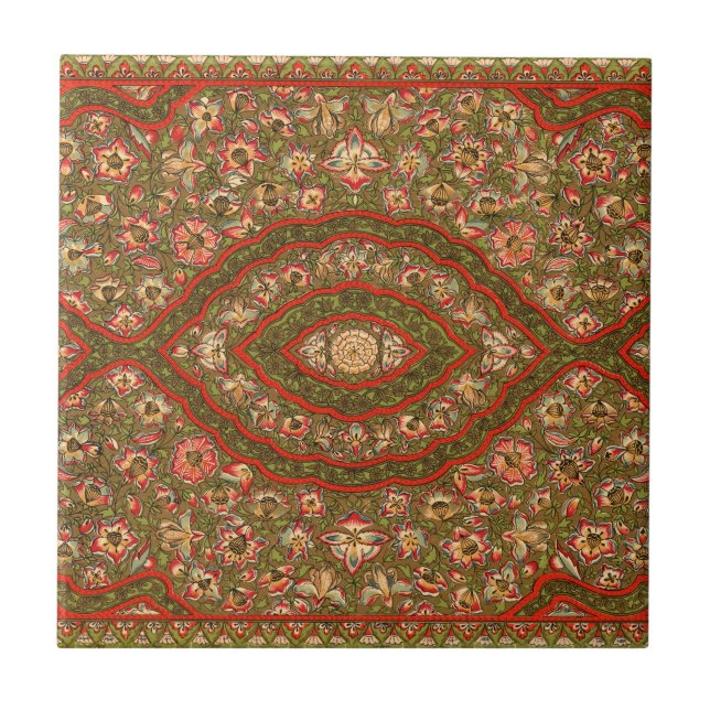 Vintages Floral Indian Rug Pattern Fliese (Vorderseite)