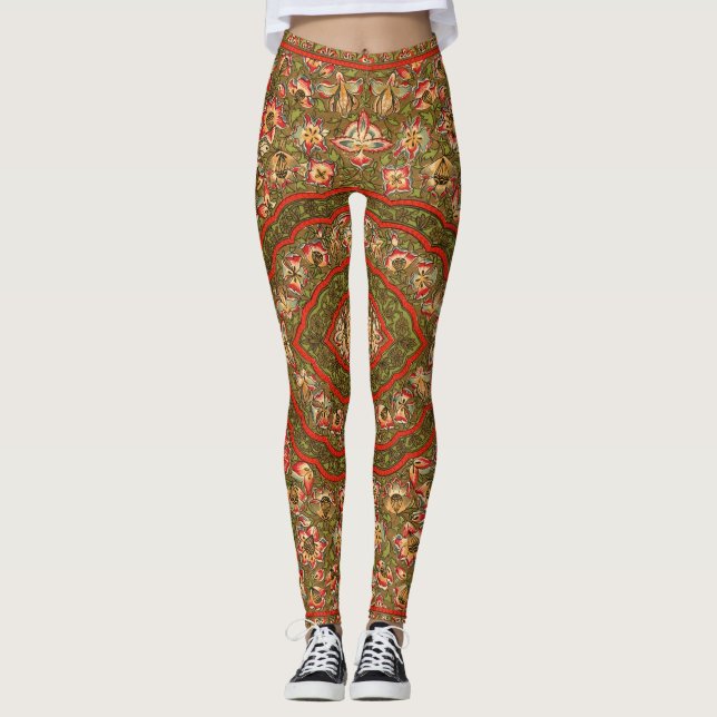 Vintages Floral Indian Rug Pattern Leggings (Vorderseite)