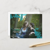 Vintages floral Paisley Peacock Foto Save the Date