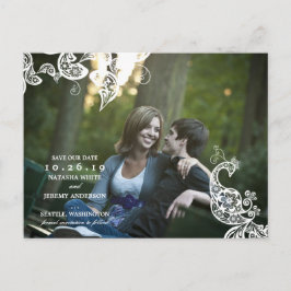 Vintages floral Paisley Peacock Foto Save the Date Ankündigungspostkarte