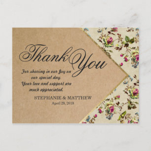 Vintages Floral- und Goldtrimmpapier Gerecycelt Postkarte