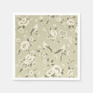 Vintages Floral- und Vogelmuster Elegantes botanis Serviette