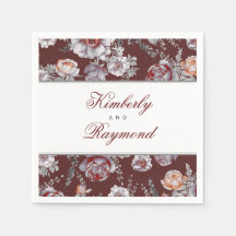 Vintages Floral Watercolor Burgundy Red