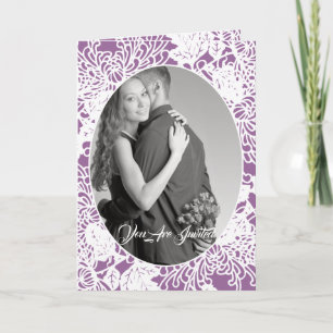 Vintages florale Damaske-Hochzeitsstich-Foto Einladung