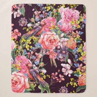 Vintages, florales Aquarell mit Hintergrund Sherpadecke