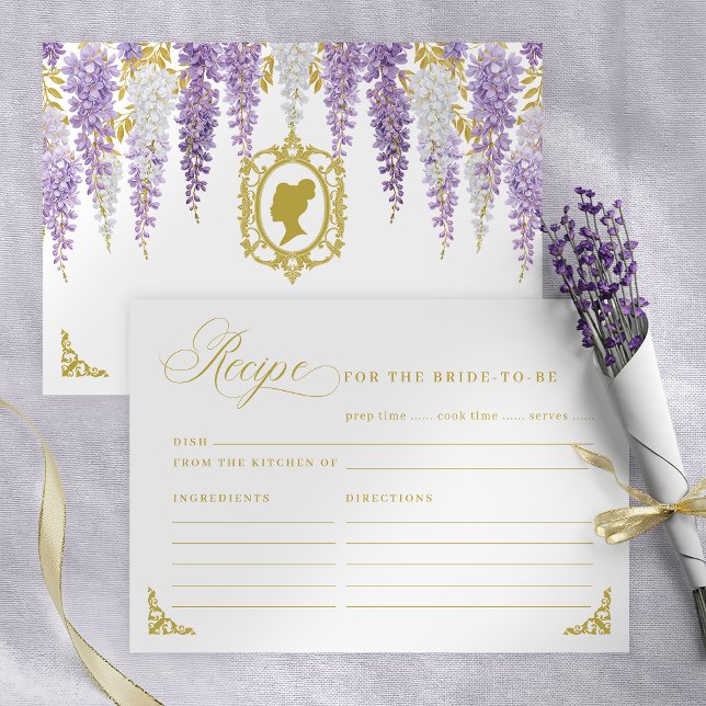 Vintages florales Brautparty Rezeptkarte Begleitkarte (Von Creator hochgeladen)