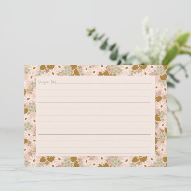 Vintages florales Brautparty Rezeptkarte Dankeskarte (Stehend Vorderseite)