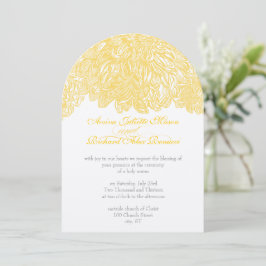 Vintages florales Chrysanthemum Grau und Gelb Einladung