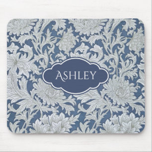 Vintages florales Chrysanthemummuster mit Monogram Mousepad