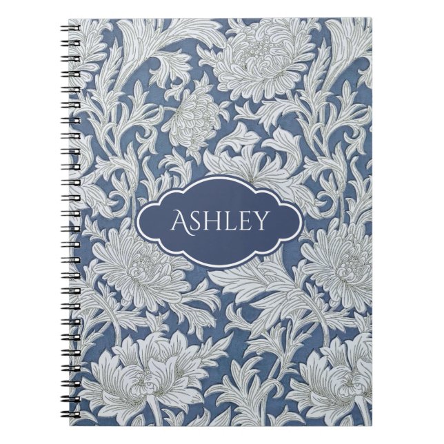 Vintages florales Chrysanthemummuster mit Monogram Notizblock (Vorderseite)