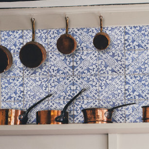 Vintages florales Delft Blau und Weiße Tile Decoup Seidenpapier