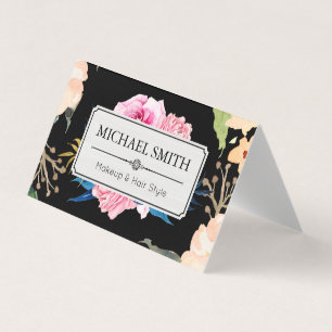 Vintages florales Elegant Moderne Schwarze Farbe Visitenkarten