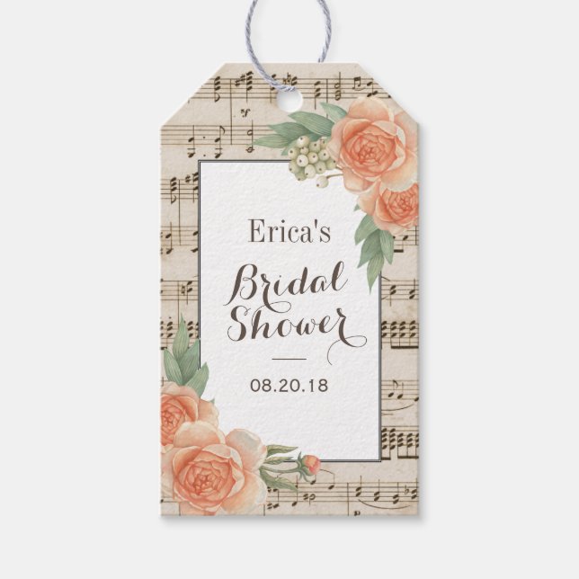 Vintages florales Elegantes Brautparty Gefallen an Geschenkanhänger (Vorderseite)