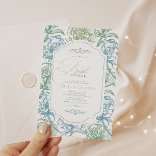 Vintages florales französisches Toile-Brautparty Einladung