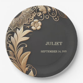 Vintages florales Gold Foil Embosses Brautparty Pappteller