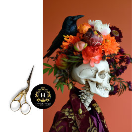 Vintages florales Gotisches Skelett Seidenpapier