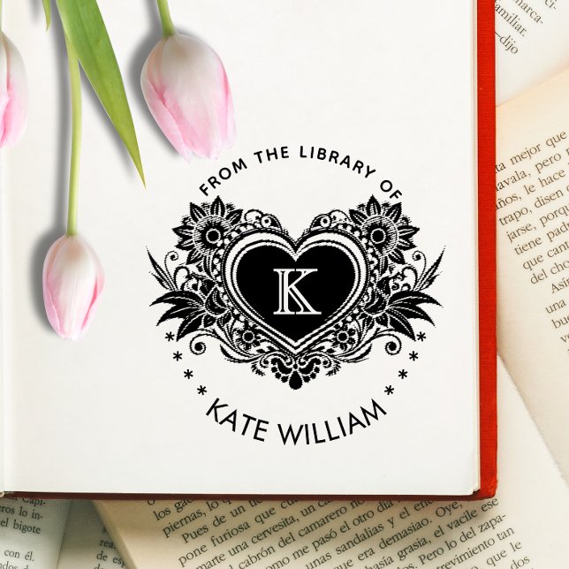 Vintages florales Herz Monogramm Selbstfärbung Permastempel (Von Creator hochgeladen)