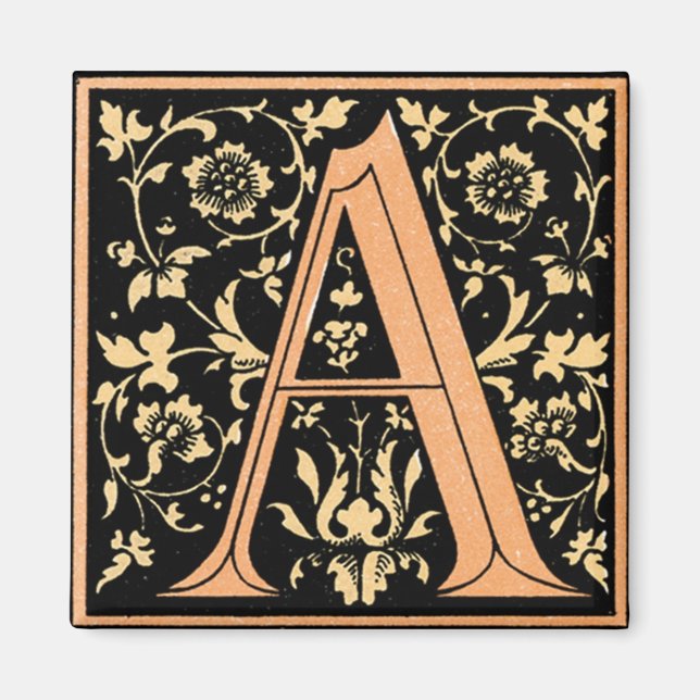 Vintages florales Monogramm "A" - Magnet (Vorne)