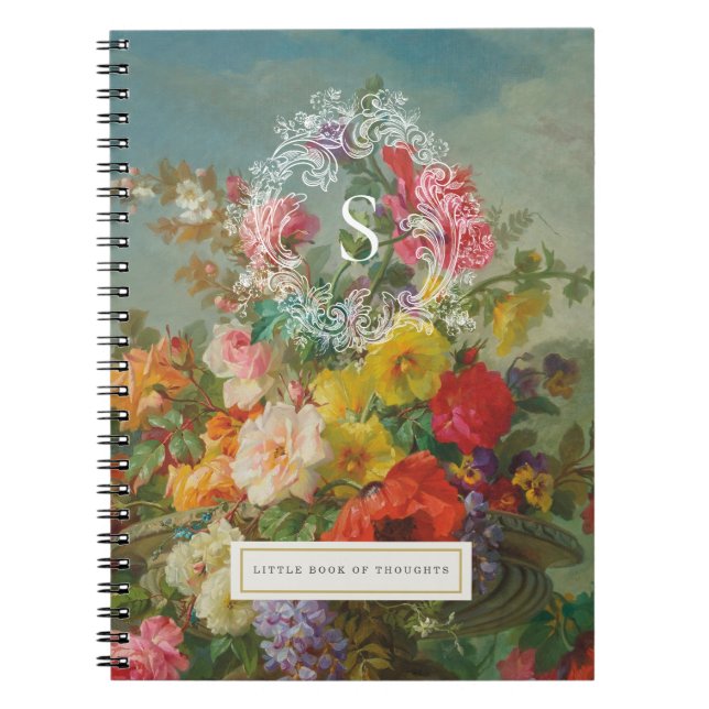 Vintages florales Monogramm Personalisiertes Noteb Notizblock (Vorderseite)
