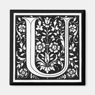 Vintages florales Monogramm "U" Magnet