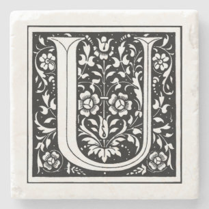 Vintages florales Monogramm "U" Steinuntersetzer