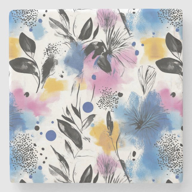 Vintages, florales Muster (13) Steinuntersetzer (Vorderseite)