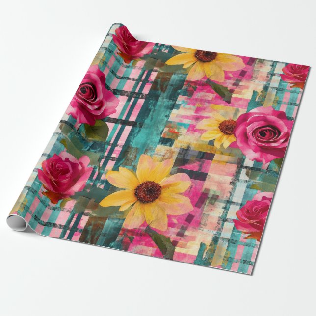 Vintages, florales Muster (16) Geschenkpapier (Ungerollt)