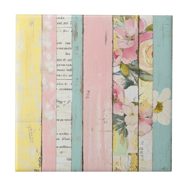 Vintages, florales Muster (19) Fliese (Vorderseite)