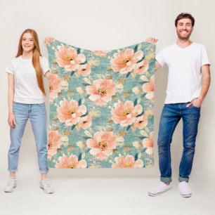 Vintages, florales Muster (1) Fleecedecke