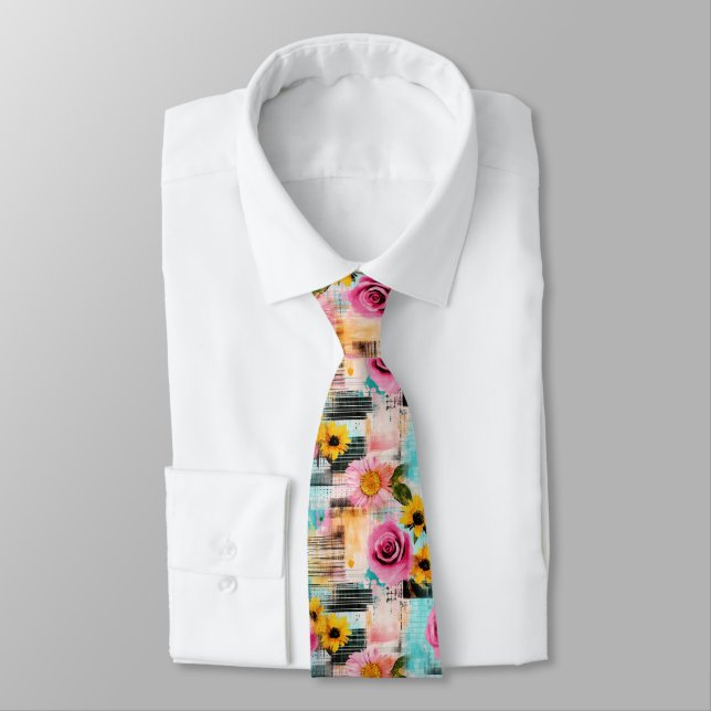 Vintages, florales Muster (2) Krawatte (Gebunden)